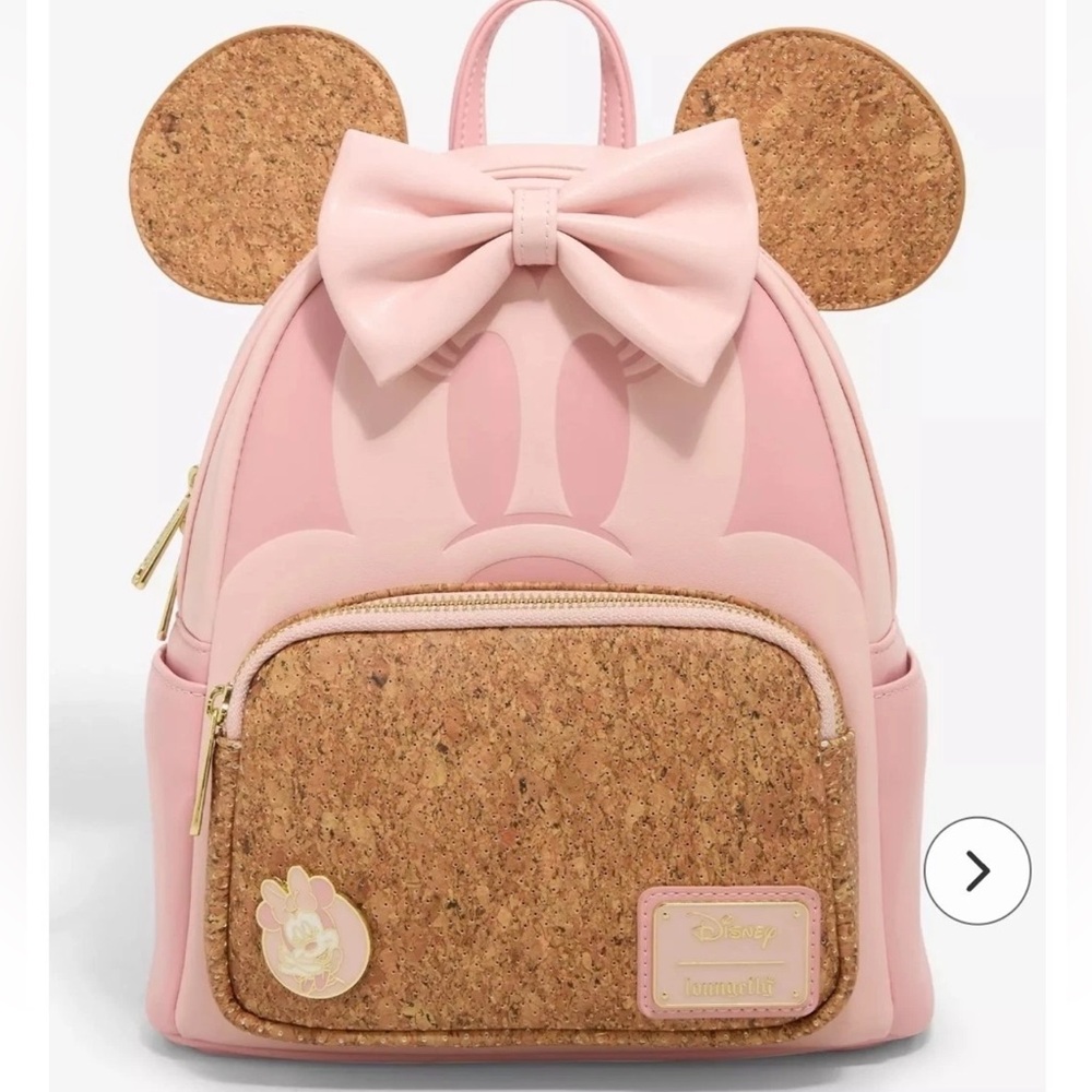 Loungefly Disney Minnie Mouse Cork board pin display ears Mini Backpack New